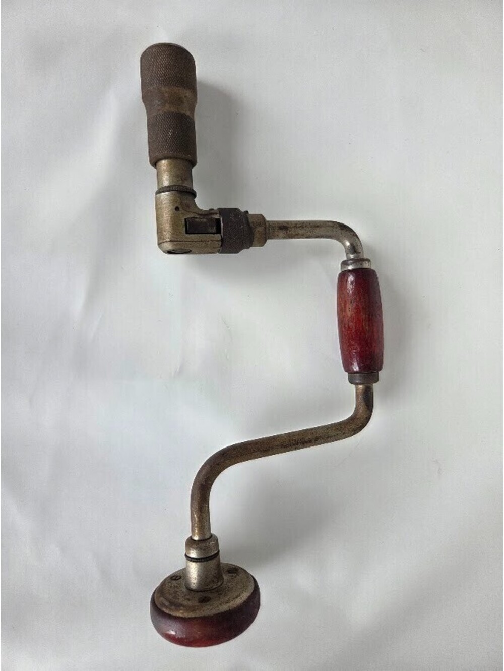 Vintage Craftsman Hand Crank Drill Wood Handle Manual Tool with Chuck Grip
